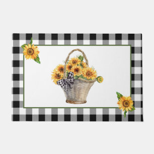 Basket of sunflowers doormat