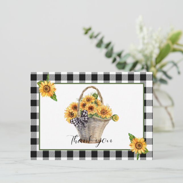 Basket of sunflowers  holiday card (Standing Front)