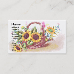 Basket of Sunflowers Victorian Trade Card