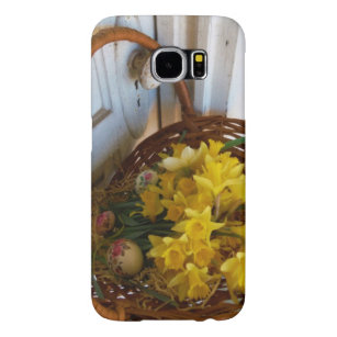 Basket of Yellow Daffodils,white antique door