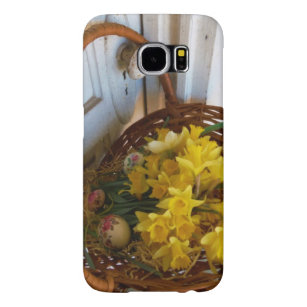 Basket of Yellow Daffodils,white antique door