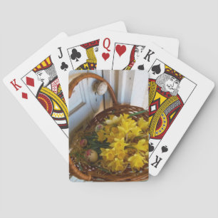 Basket of Yellow Daffodils,white antique door Playing Cards