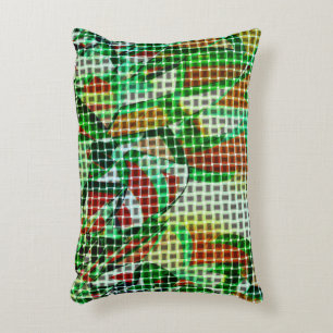Basket style on green curved tapes, coral details decorative cushion