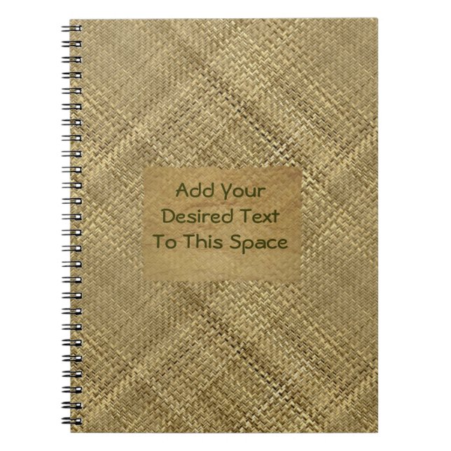 Basket Weave Effect Customisable Cover Text Spiral Notebook (Front)