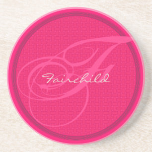 Basket Weave Monogram Wedding Anniversary Coasters