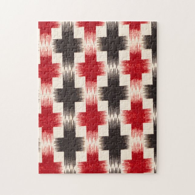 Basket Weave Pattern red and black Abstract art Jigsaw Puzzle (Vertical)