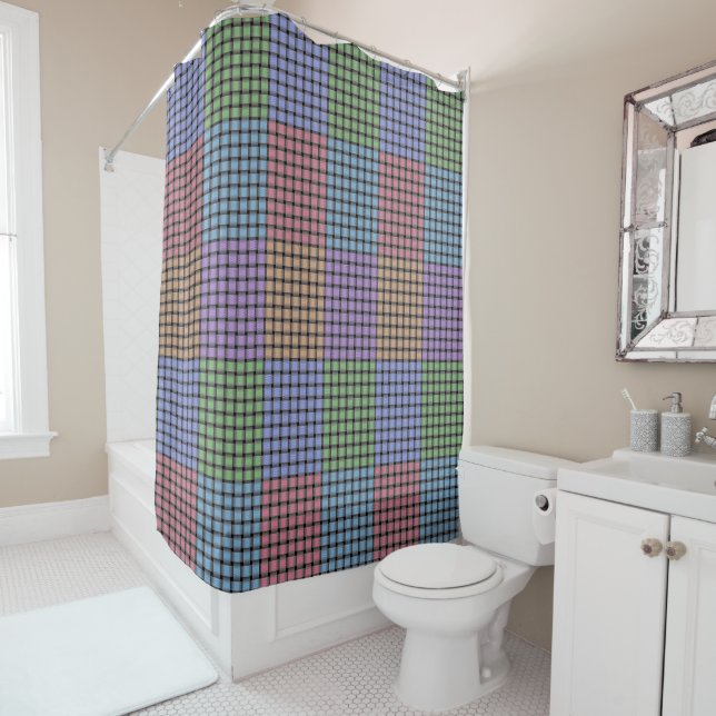 Basket Weave Quilt Shower Curtain (In Situ)