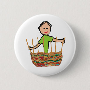 Basket Weaving 6 Cm Round Badge