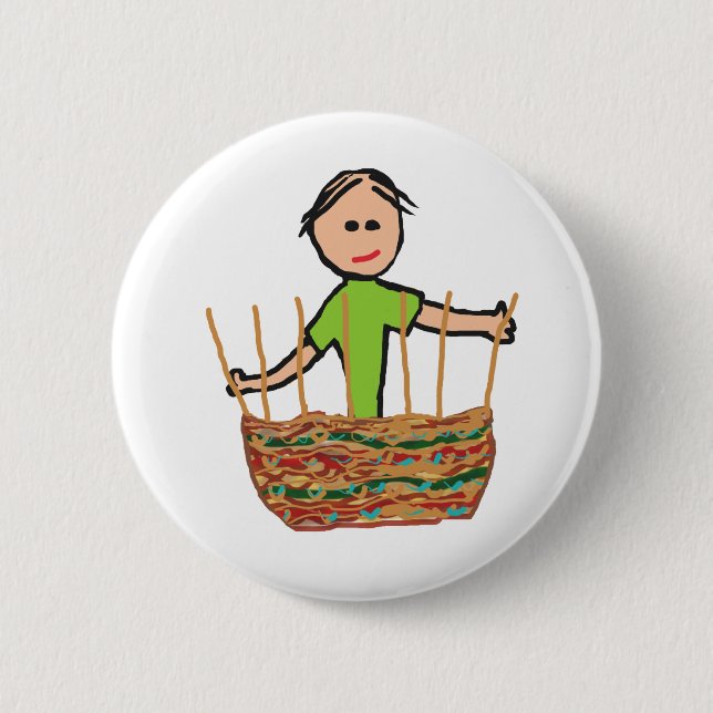 Basket Weaving 6 Cm Round Badge (Front)