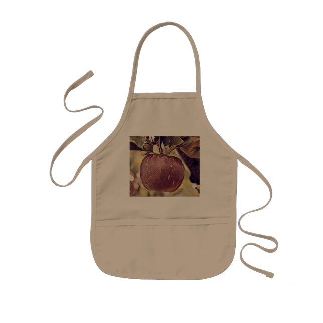 Basket with apples painting of apple tree kids apron (Front)
