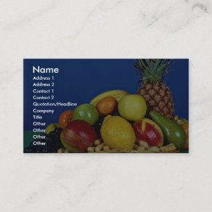 Basket with colourful fruits in blue background business card
