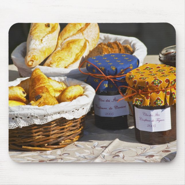 Basket with croissants and chocolate breads. mouse pad (Front)