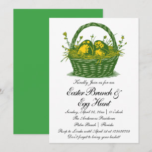 Basket with Easter Eggs Easter Brunch & Egg Hunt Invitation