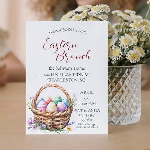 Basket With eggs and Easter Brunch Invitation