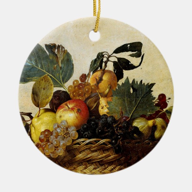 Basket with Fruit, Caravaggio Ceramic Tree Decoration (Front)