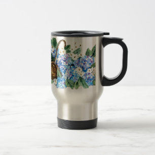 BASKET WITH HYDRANGEAS TRAVEL MUG