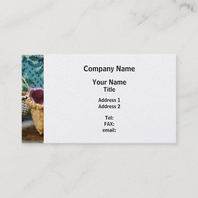Basket With Knitting - Platinum Finish Business Card (Front)
