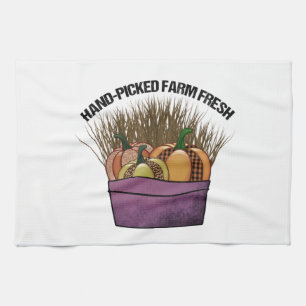 Basket with three pumkins tea towel