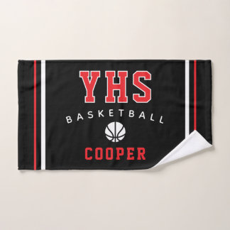 BasketbalI Icon, Custom Name & School, Team Gift Hand Towel
