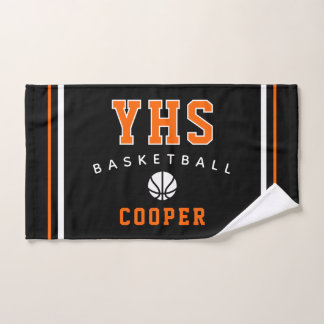 BasketbalI Icon, Custom Name & School, Team Gift Hand Towel