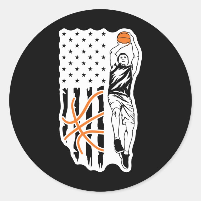 Basketball3 (2)  classic round sticker (Front)