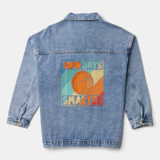 Basketball 100 Days Smarter Happy 100th Day Of Sch Denim Jacket
