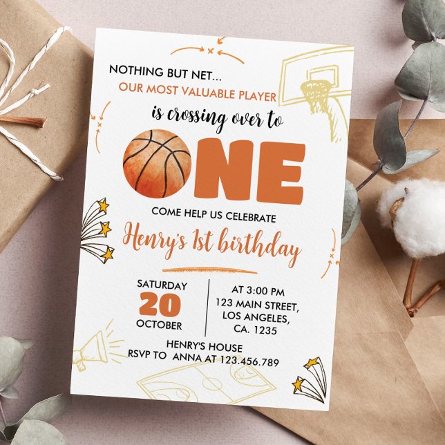 Basketball 1st Birthday Invitation Sport Party (Creator Uploaded)