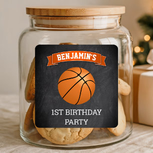 Basketball 1st Birthday Party Favour Sticker
