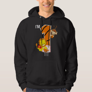 Basketball 1st Birthday Party Lion Monkey Zoo Anim Hoodie