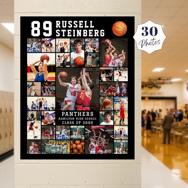 Basketball 30 Photo Collage Player Number Poster (Creator Uploaded)