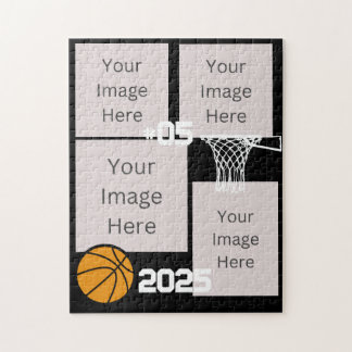 Basketball 4 Photo Collage Jigsaw Puzzle Black