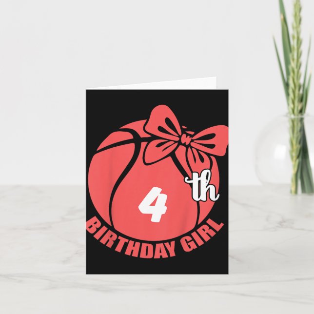 Basketball 4th Birthday Basketball Player  Card (Front)