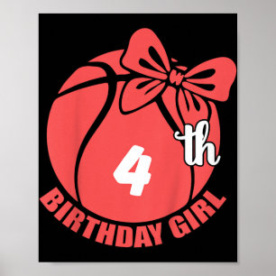 Basketball 4th Birthday Basketball Player Poster