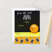 Basketball 50th Birthday Hello fifty Save the Date