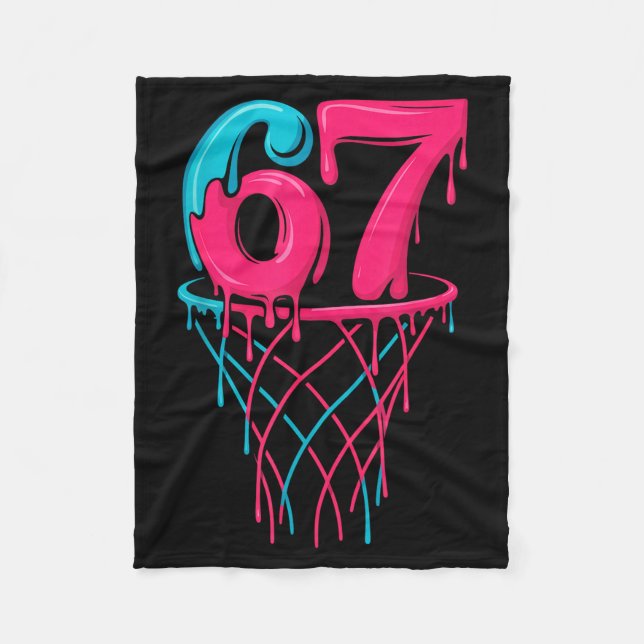 Basketball 67 6 7 Seven Drip Six Gen Alpha Meme Fleece Blanket (Front)