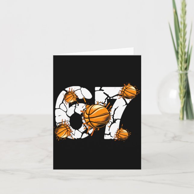 Basketball 67 Six Seven 6 7 Kids Funny Gen Alpha M Card (Front)