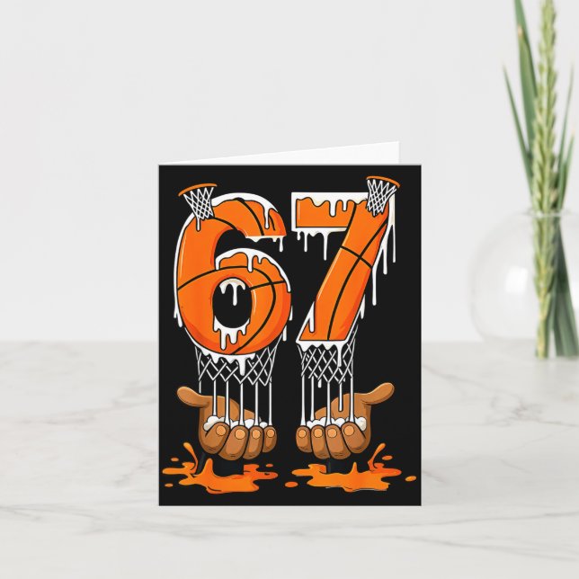 Basketball 67 Six Seven Funny Gen Alpha Meme Drip  Card (Front)