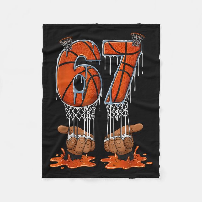 Basketball 67 Six Seven Funny Gen Alpha Meme Drip  Fleece Blanket (Front)