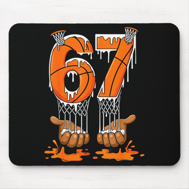 Basketball 67 Six Seven Funny Gen Alpha Meme Drip  Mouse Pad (Front)