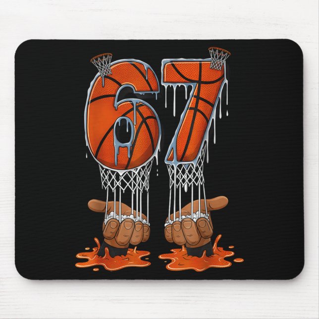 Basketball 67 Six Seven Funny Gen Alpha Meme Drip  Mouse Pad (Front)