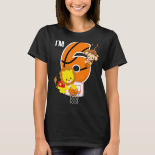 Basketball 6th Birthday Party Lion Monkey Zoo Anim T-Shirt