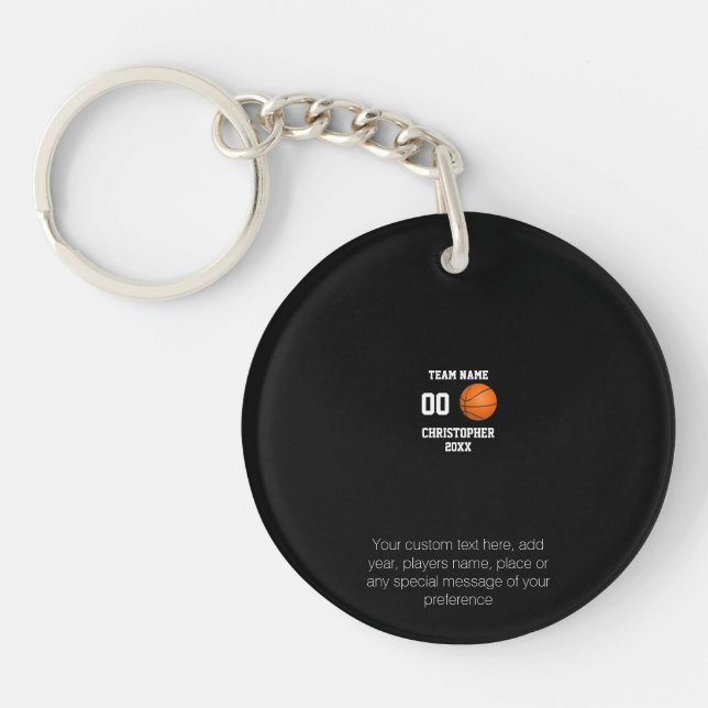Basketball 7 photo collage personalised black key ring (Front)