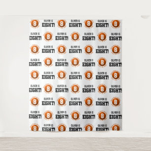 Basketball 8th Birthday Boy   Step Repeat Backdrop Tapestry