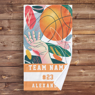 Basketball Abstract Design Team Player Name Number Hand Towel