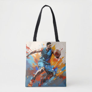 Basketball Action Sport Painting Abstract Art Deco Tote Bag