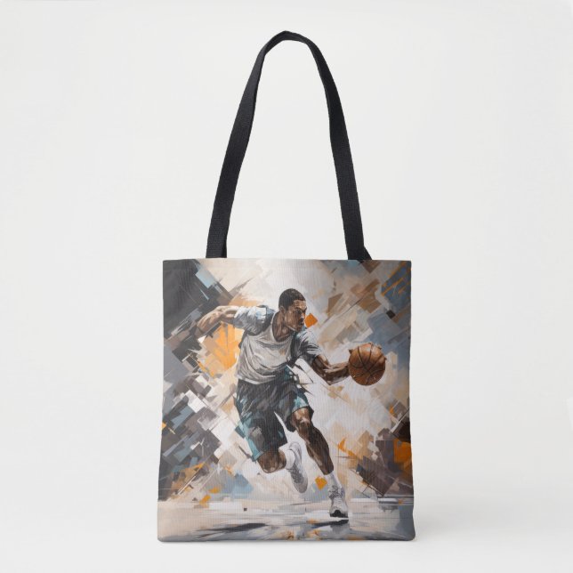 Basketball Action Sport Painting Abstract Art Deco Tote Bag (Front)