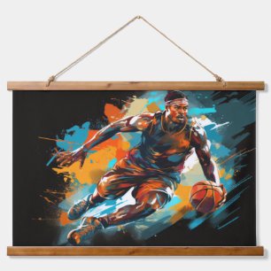 Basketball Action Sport Painting Abstract Art Hanging Tapestry