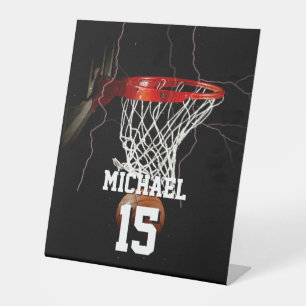 Basketball Add Your Name & Number Pedestal Sign