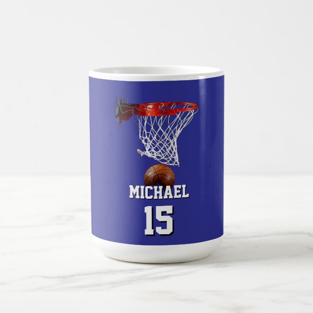 Basketball Add Your Name & Number Pop Art Coffee Mug (Center)