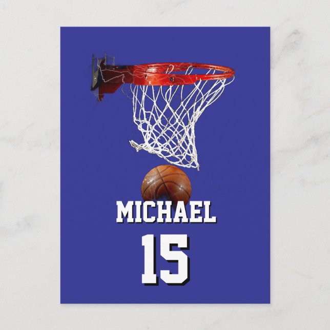 Basketball Add Your Name & Number Pop Art Postcard (Front)